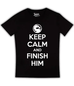 Прикольные футболки: Keep Calm and Finish Him на черной